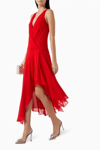 Rhone Asymmetric Dress in Georgette & Charmeuse