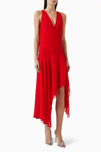 Rhone Asymmetric Dress in Georgette & Charmeuse
