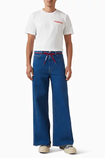 بنطال جينز بحزام دينم