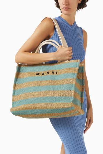 Large Logo Tote Bag in Raffia