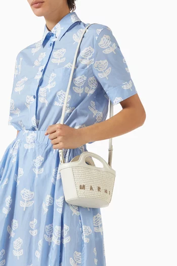 حقيبة يد تروبيكاليا مايكرو جلد وقماش يشبه الخوص