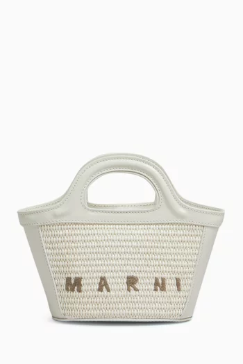 حقيبة يد تروبيكاليا مايكرو جلد وقماش يشبه الخوص