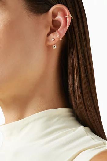 قرط منفرد سي أنيمون بتصميم محيط بالأذن بسلسلة ذهب عيار 10