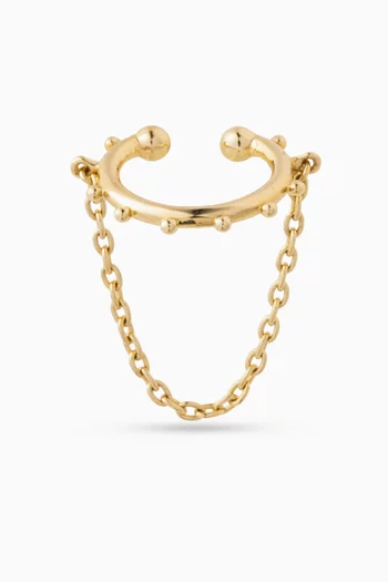 قرط منفرد سي أنيمون بتصميم محيط بالأذن بسلسلة ذهب عيار 10