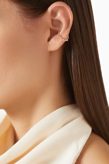 قرط منفرد محيط بالأذن بتصميم سلسلة بحلقات مستطيلة ذهب عيار 10