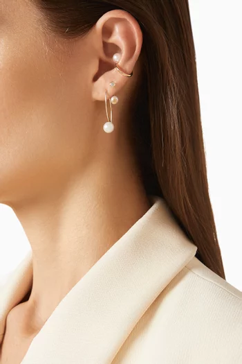 أقراط بمشبك على شكل حرف U مرصعة بلؤلؤ أكويا ذهب عيار 10