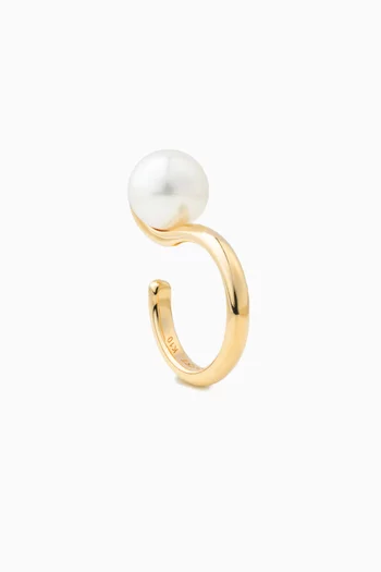 قرط منفرد دروسيرا بتصميم محيط بالأذن مرصع باللؤلؤ ذهب عيار 10