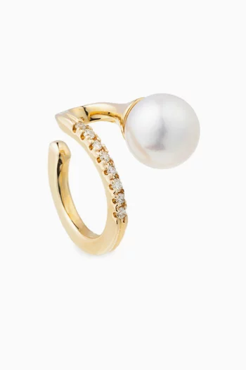 قرط منفرد دروسيرا بتصميم محيط بالأذن مرصع بالماس ذهب عيار 10