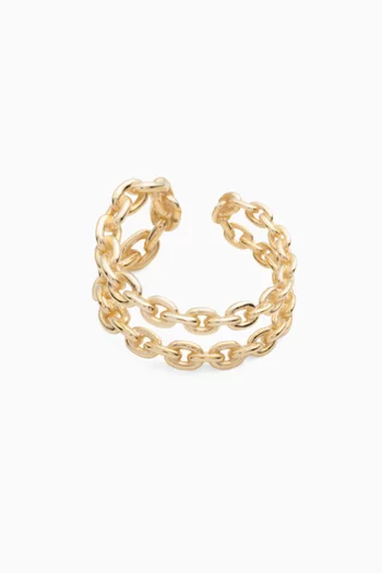 قرط منفرد محيط بالأذن بتصميم سلسلة ذهب عيار 10