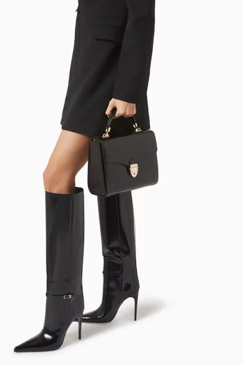 Mayfair® Top-handle Bag in Croc-embossed Leather