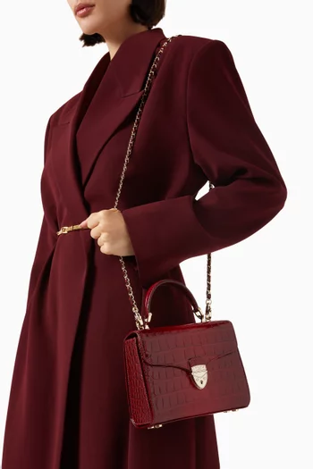 Midi Mayfair® Top-handle Bag in Ombré Croc-embossed Leather