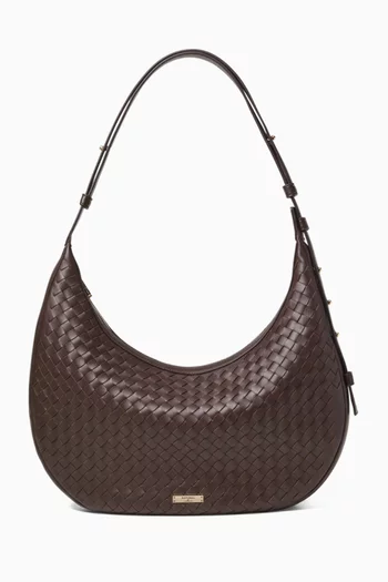 Hudson Crescent Shoulder Bag in Woven Leather