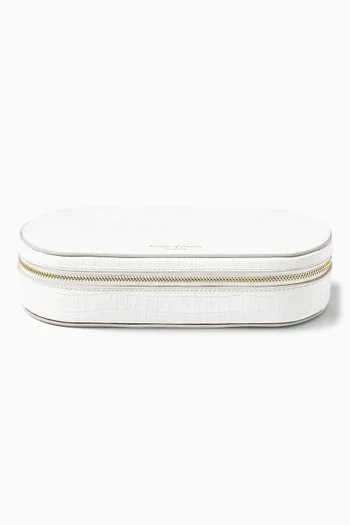 Jewellery & Watch Travel Case in Croc-embossed Leather