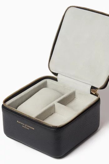 صندوق ساعة وخواتم للسفر جلد بارز الملمس