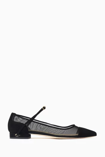 Lorenzo 20 Ballerina Flats in Mesh & Smooth Leather