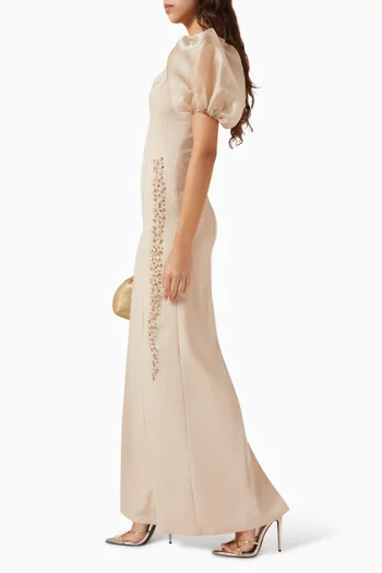 Embellished Dress in Crepe & Organza