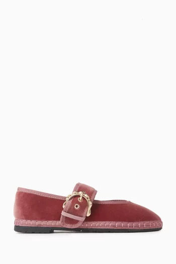 Sophie Buckled Ballet Flats in Velvet