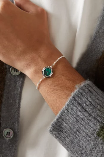 Malachite Amulet Bracelet in Sterling Silver