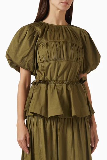 Hadley Puffed-sleeve Blouse in Cotton-satin