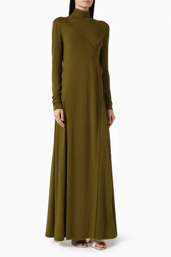 فستان جيد طويل بياقة عالية