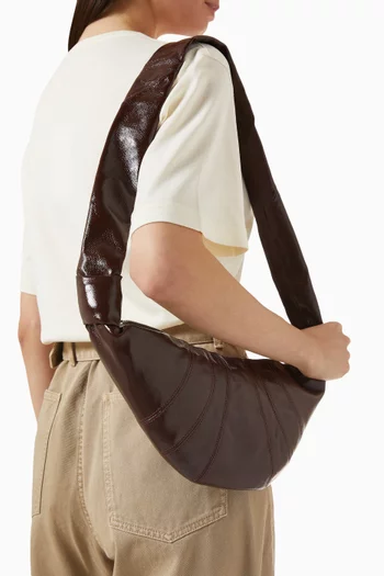 Small Croissant Crossbody Bag in Leather