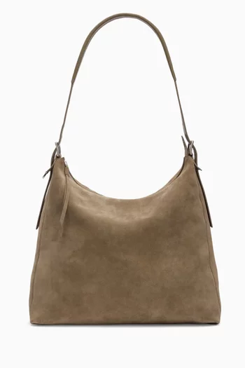 Belted Hobo Bag in Suede