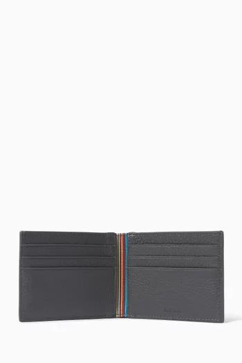Compact Bi-fold Wallet in Grained Leather