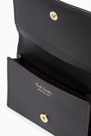 حافظة بطاقات ثنائية الطي جلد عجل