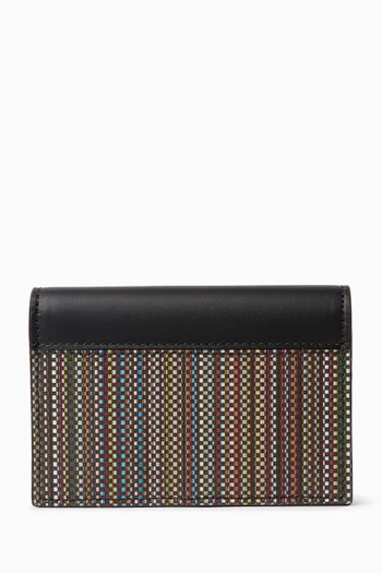 حافظة بطاقات ثنائية الطي جلد عجل