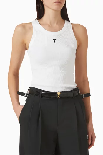 Ami de Coeur Buckle Belt in Glazed Leather