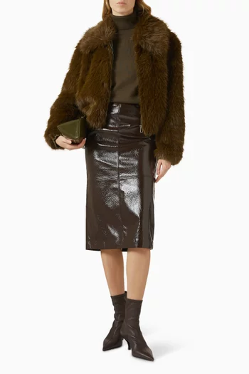 سترة إيف بياقة عالية رفيعة صوف مارينو