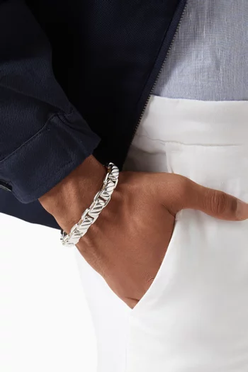 سوار سلسلة بحلقات منحوتة متصلة فضة إسترلينية