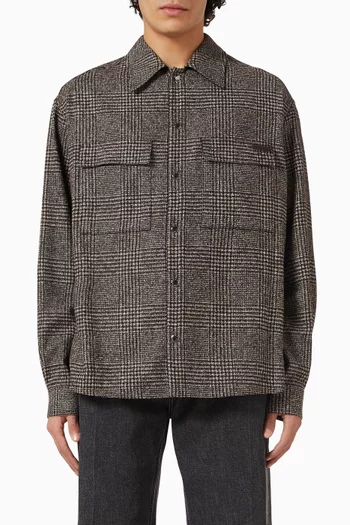 Checked Pocket Shirt in Wool-blend