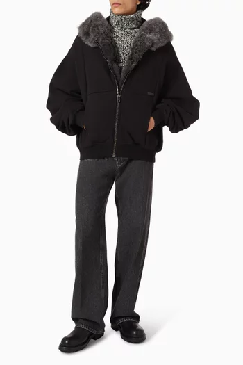 Fur-trim Hooded Sweatshirt