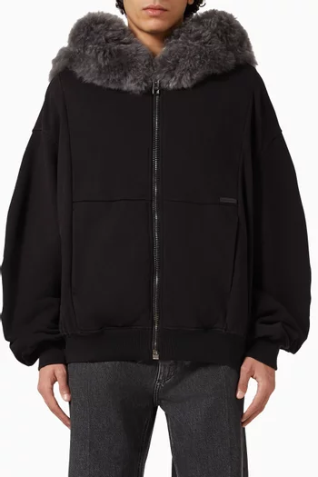 Fur-trim Hooded Sweatshirt
