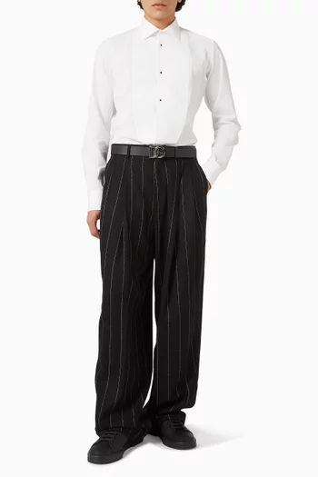 Pinstriped Flannel Pants in Wool-blend