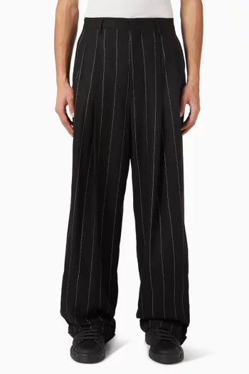 Pinstriped Flannel Pants in Wool-blend
