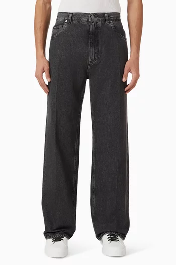 Flared-leg Washed Jeans in Denim