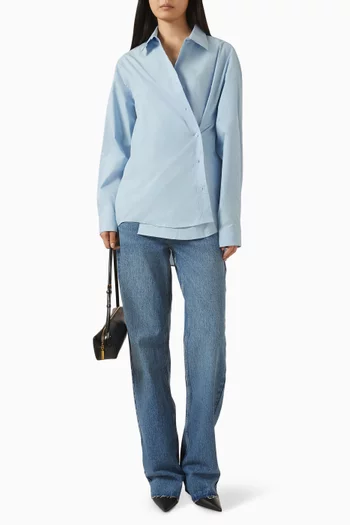 Ornella Side-button Oversized Shirt in Cotton