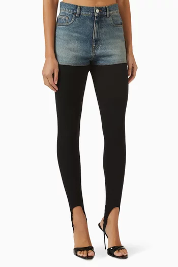 بنطال دينم ونسيج مضلع