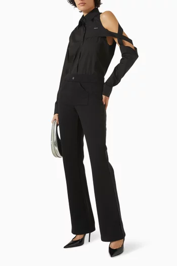 Cut-out Shirt in Cotton-poplin