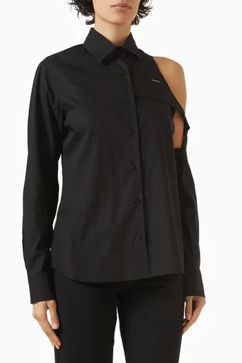 Cut-out Shirt in Cotton-poplin