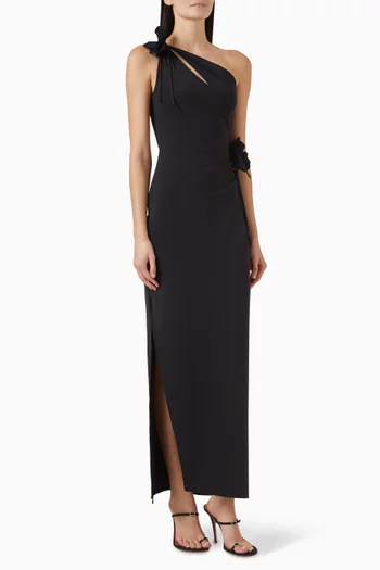 Asymmetrical Floral Gown