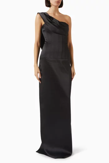 Fiamma One-shoulder Corset Dress in Satin