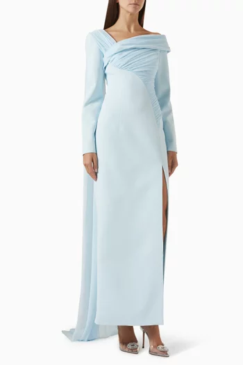 Epona Slit Dress in Crepe & Chiffon