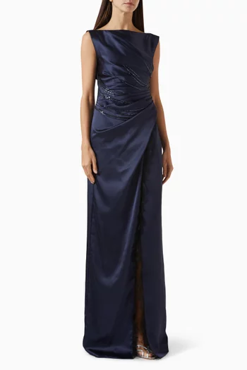 Juno Embellished Dress in Satin