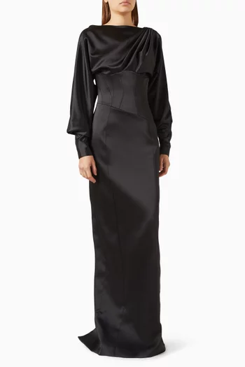 Deverra Corset Dress in Satin