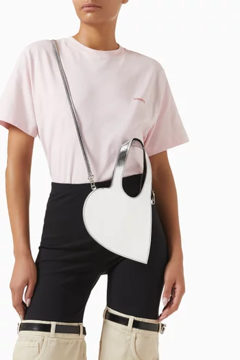 Mini Heart Tote Bag in Metallic Leather