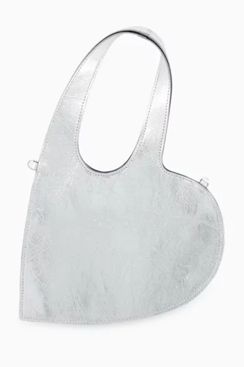 Mini Heart Tote Bag in Metallic Leather