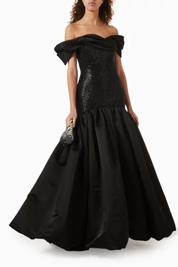 Crystal-embellished Off-shoulder Gown